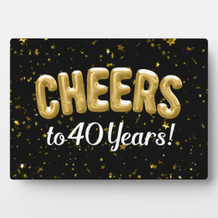 Gold Balloons Cheers to 40 Years 40th Birthday Plaque