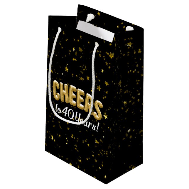 Gold Balloons Cheers to 40 Years 40th Birthday Small Gift Bag (Back Angled)