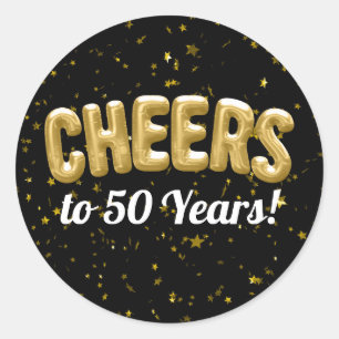 Gold Balloons Cheers to 50 Years 50th Birthday Classic Round Sticker