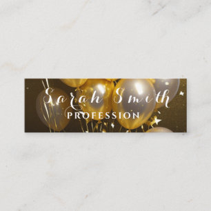 Gold Balloons Glitter Event Wedding Party Mini Business Card