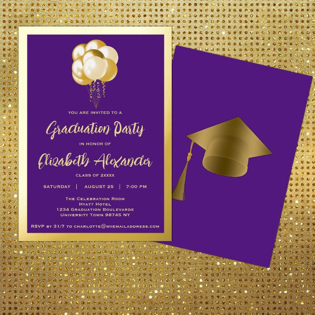Gold Balloons Purple Graduation Party (Creator Uploaded)