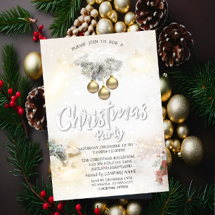 Gold Balls Presents Christmas Company Invitation