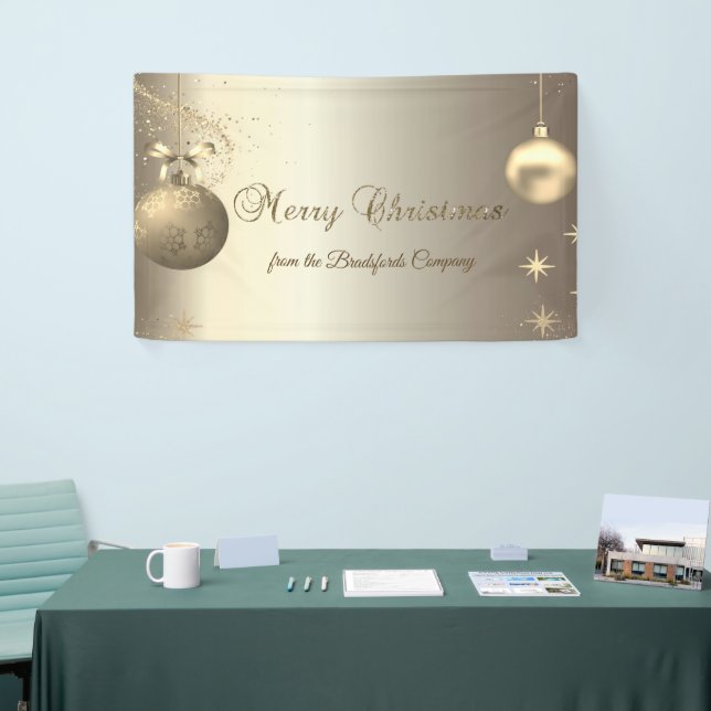 Gold Balls Snowflakes Stars Company Banner (Tradeshow)