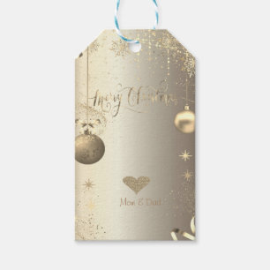 Gold Balls Snowflakes Stars Gift Tags