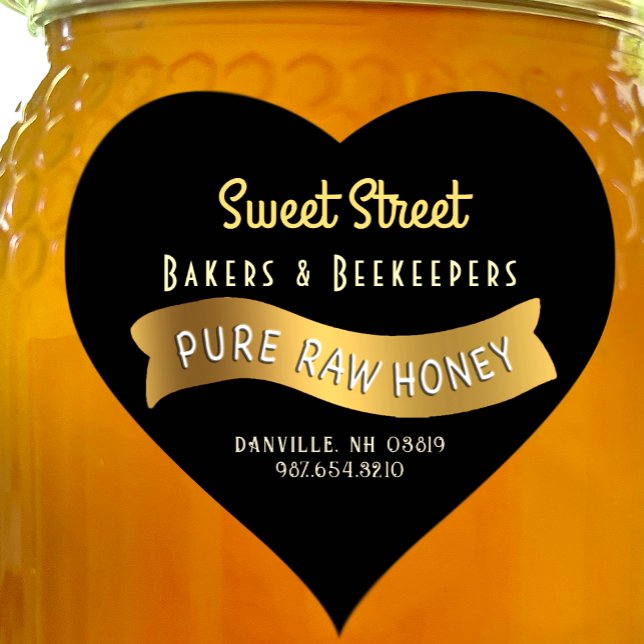 Gold Banner Heart Honey Label Decorative Text (Creator Uploaded)