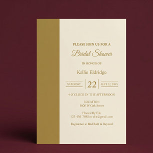 Gold Bar Ivory Minimalist Modern Bridal Shower Invitation