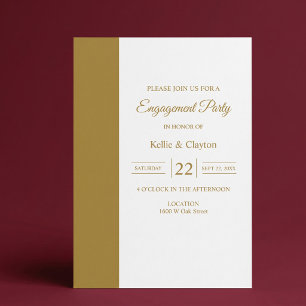 Gold Bar Minimalist Modern Engagement Party Invitation