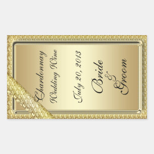 Gold Bar Wedding Wine Label Sticker