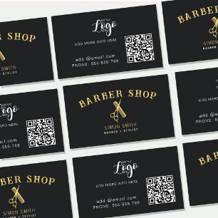 Gold Barber Scissors Hair Stylist Business Card