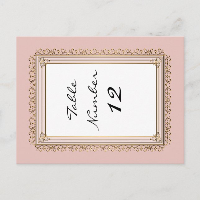 Gold Baroque Classic Formal Elegant Table Numbers Postcard (Front)