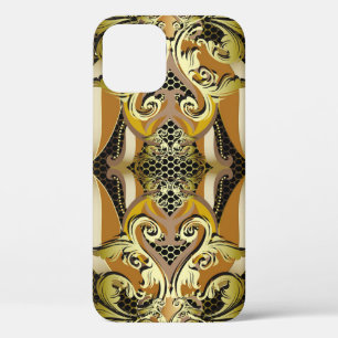 Gold Baroque luxury 3d vintage seamless pattern. L iPhone 12 Case