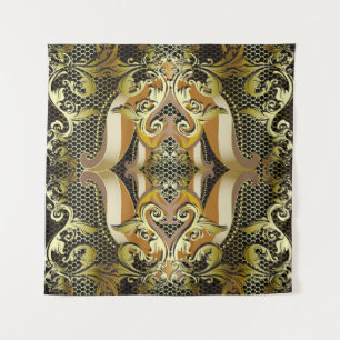 Gold Baroque luxury 3d vintage seamless pattern. L Tapestry