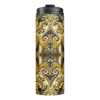 Gold Baroque luxury 3d vintage seamless pattern. L Thermal Tumbler