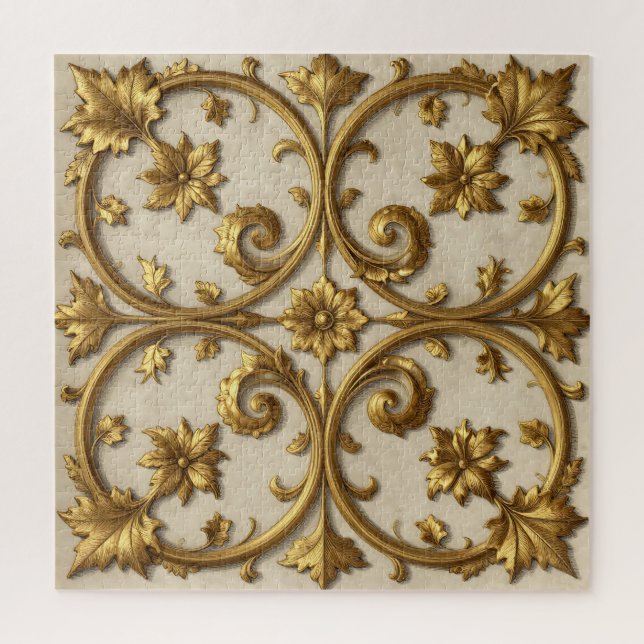 Gold Baroque Ornate Filigree Jigsaw Puzzle (Vertical)