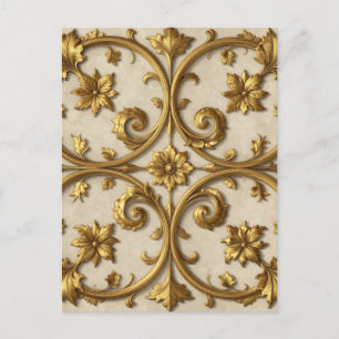 Gold Baroque Ornate Filigree Postcard