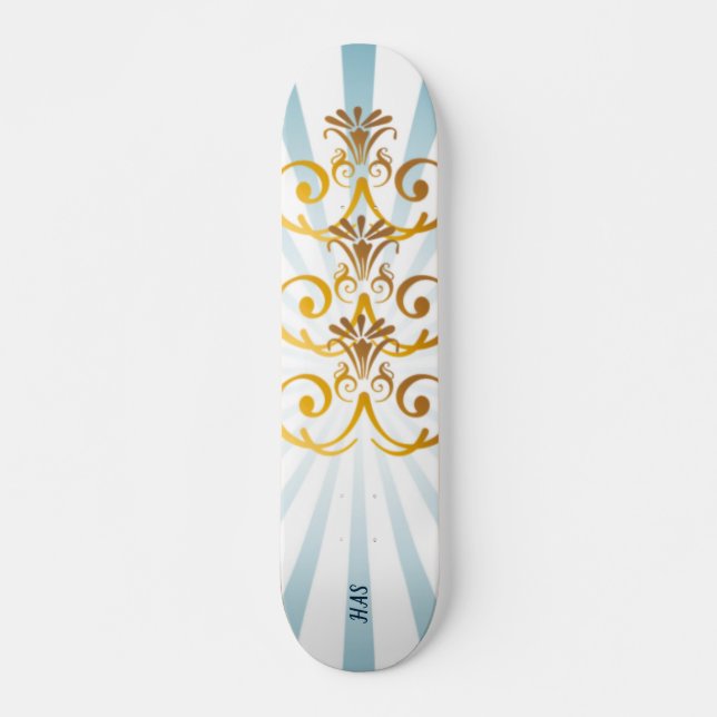 Gold Baroque Pattern Skateboard Deck (Front)