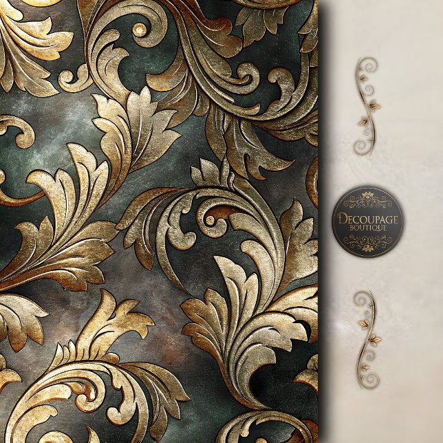 Gold Baroque Scroll Decoupage Tissue Paper (Gold Baroque Scroll Decoupage Tissue Paper)