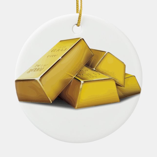 Gold Bars Ceramic Ornament (Front)