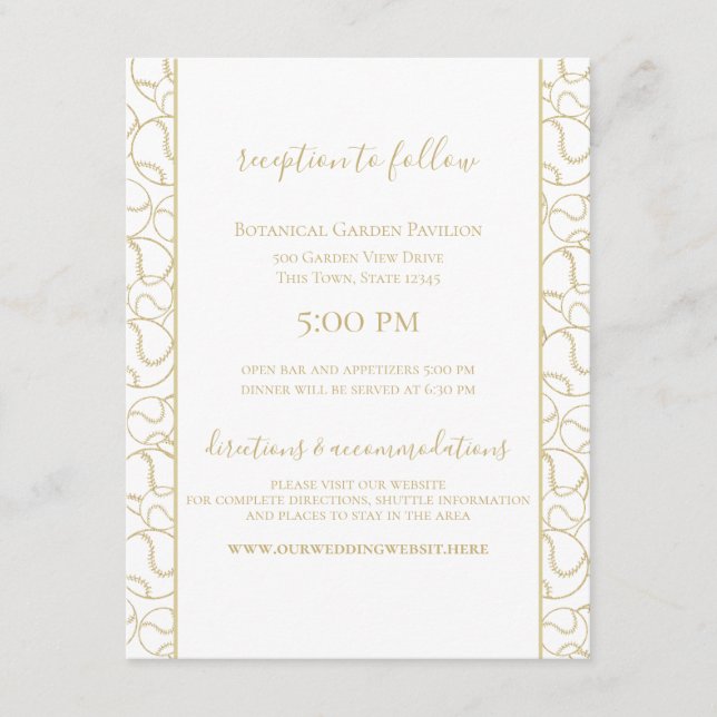 Gold Baseball Wedding  Enclosure Card (Front)