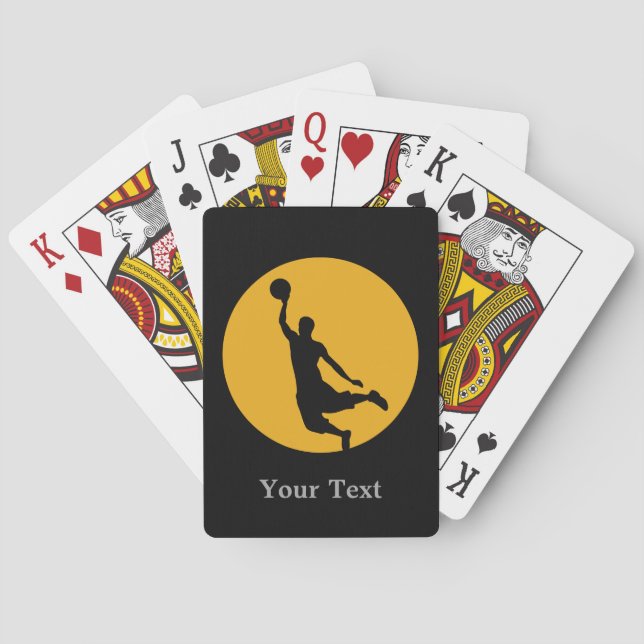 Gold Basketball Circle Personalised Playing Cards (Back)