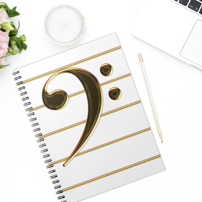 Gold Bass Clef Music Note Notebook (Creator Uploaded)