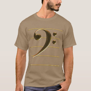 Gold Bass Clef Music Note T-Shirt