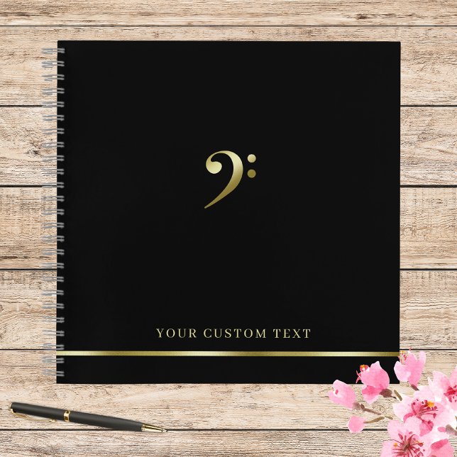 Gold Bass Clef Music Office Teacher Elegant  Notebook (Creator Uploaded)