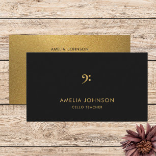 Gold Bass Clef Professional Music Teacher Business Card