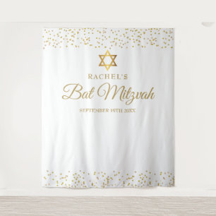 Gold Bat Bar Mitzvah Photo Backdrop Tapestry