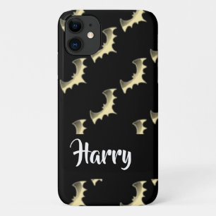 Gold bats on black iPhone 11 case