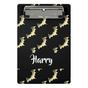 Gold bats on black mini clipboard
