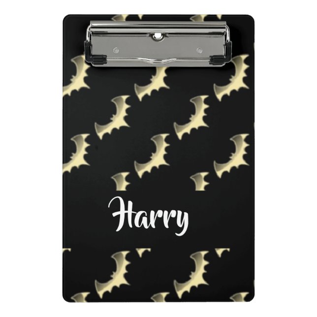 Gold bats on black mini clipboard (Front)