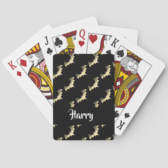 Gold bats on black playing cards (Back)