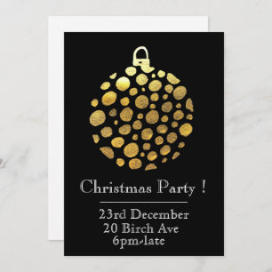 Gold bauble glam Christmas party invitation