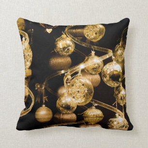 Gold Baubles and Spiral Pattern Cushion