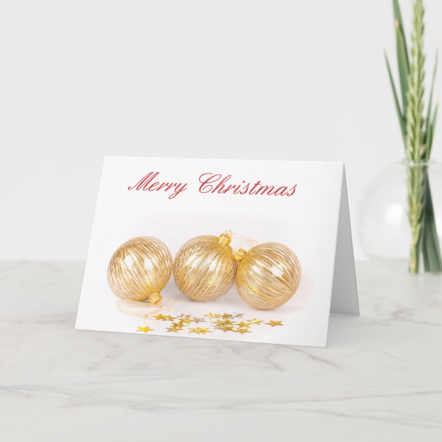 Gold Baubles Christmas Card - Blank on the inside (Front)