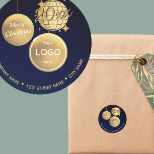 Gold Baubles Christmas Logo address return sticker