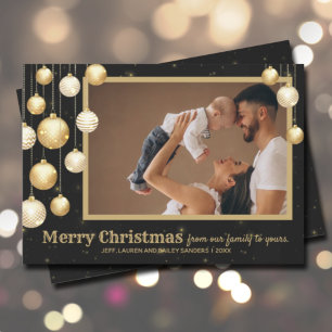 Gold Baubles Christmas Photo Holiday Card