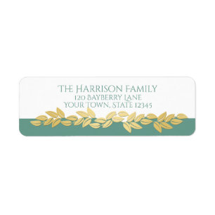 Gold Bay Leaf Garland Return Address Label