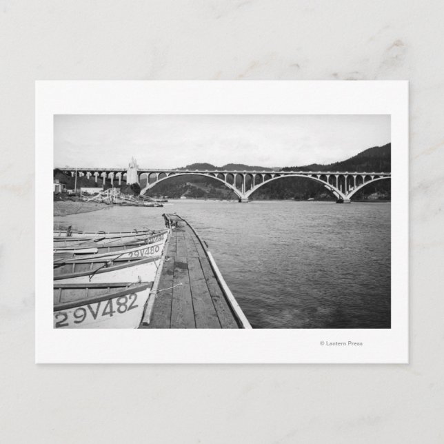 Gold Beach, Oregon Docks and Bridge over Rogue Postcard (Front)