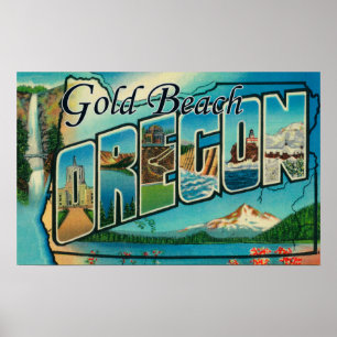 Gold Beach, Oregon - Large Letter Scenes Poster