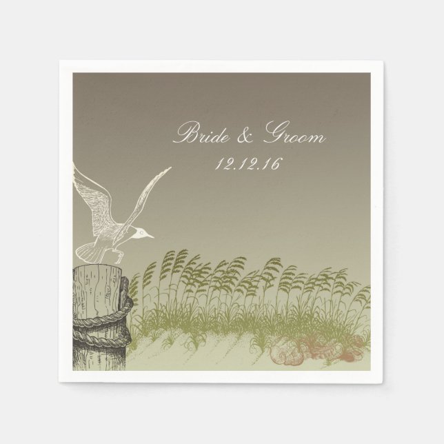 Gold Beach Wedding Napkin (Front)