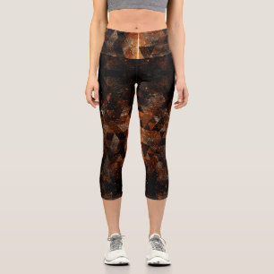 Gold beam in geometric sparkly universe capri leggings