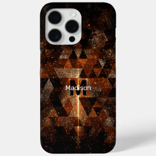Gold beam in geometric sparkly universe Monogram iPhone 15 Pro Max Case