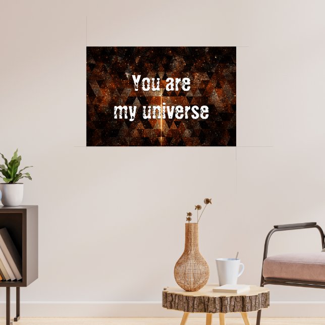 Gold beam in geometric sparkly universe poster (Living Room 3)