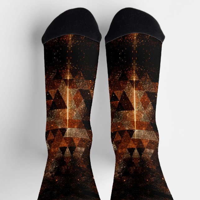 Gold beam in geometric sparkly universe socks (Top)