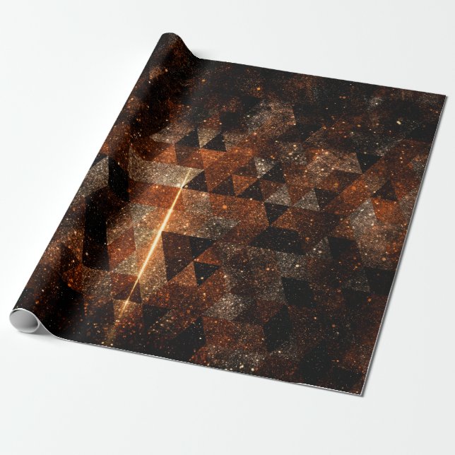 Gold beam in geometric sparkly universe wrapping paper (Unrolled)