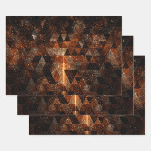 Gold beam in geometric sparkly universe  wrapping paper sheet