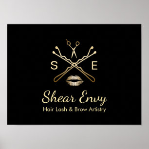 Gold Beauty Salon Logo Makeup Artist Hair Stylist Poster