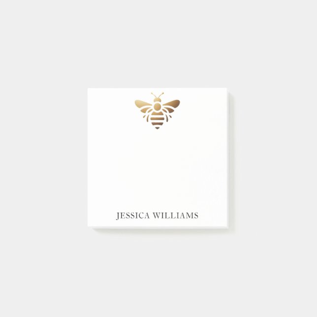 Gold Bee Custom Name Personal Post-it Notes (Front)